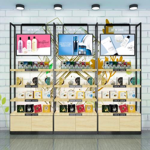 化妆品展示柜货架商店美妆产品柜台陈列架护肤品形象精品展示架